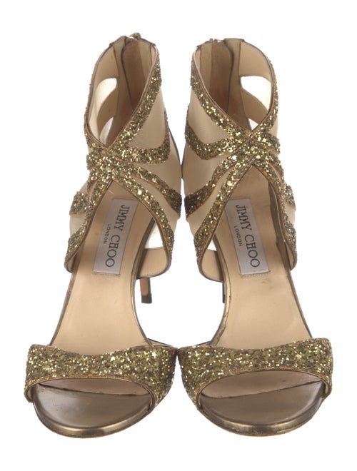 Jimmy Choo Glitter Mesh Accents Sandals