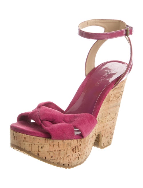 Jimmy Choo Suede Bow Accents Sandals