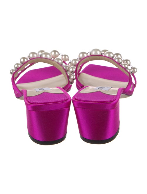 Jimmy Choo Faux Pearl Accents Satin Slides