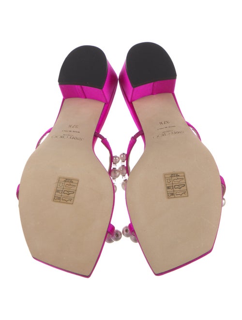 Jimmy Choo Faux Pearl Accents Satin Slides
