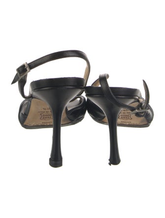 Jimmy Choo Leather Pleated Accents Slingback Sandals