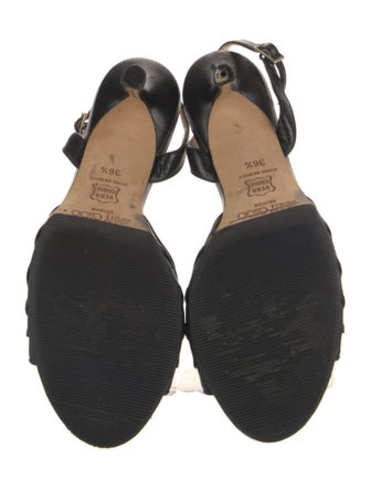 Jimmy Choo Leather Pleated Accents Slingback Sandals