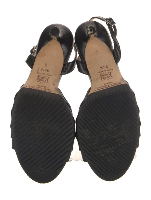 Jimmy Choo Leather Pleated Accents Slingback Sandals