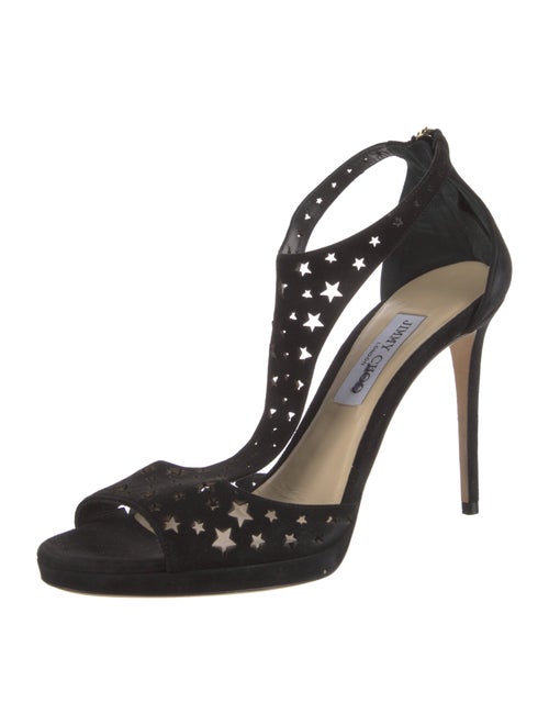 Jimmy Choo Suede Lasercut Accents Slingback Sandals