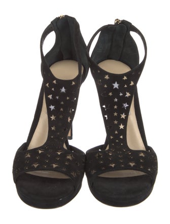 Jimmy Choo Suede Lasercut Accents Slingback Sandals