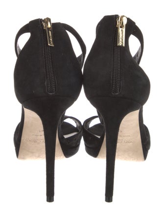 Jimmy Choo Suede Lasercut Accents Slingback Sandals