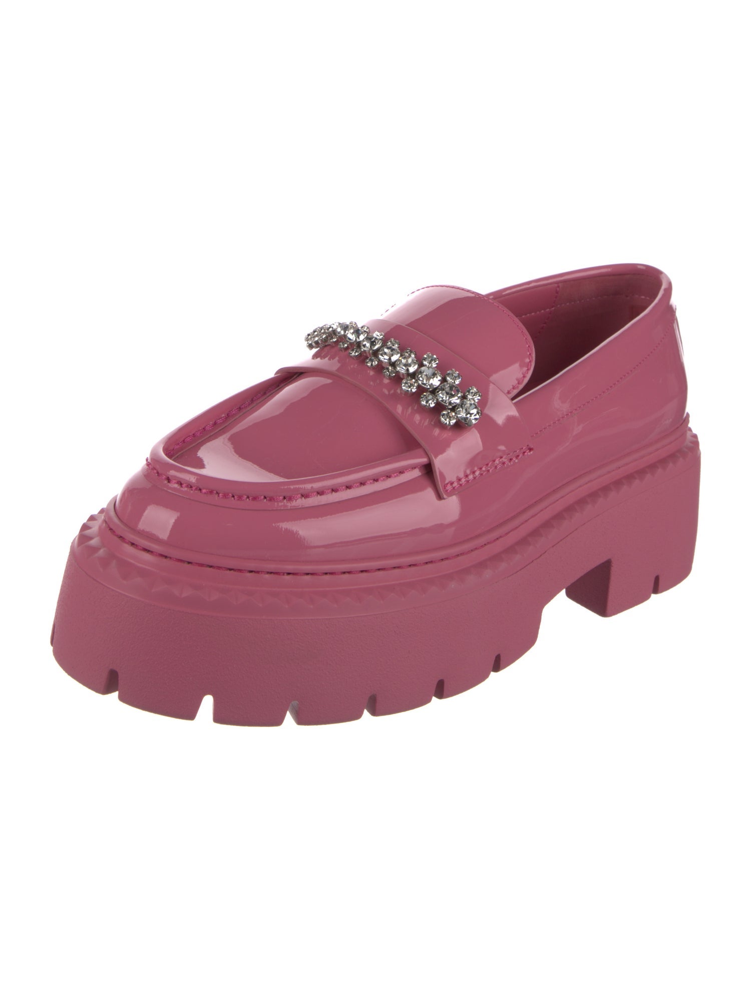 Jimmy Choo Patent Leather Crystal Embellishments Loafers