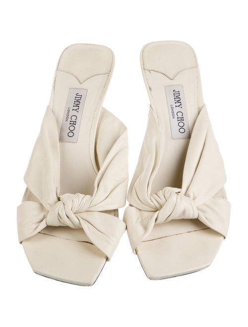 Jimmy Choo Leather Ruffle Embellishment Slides