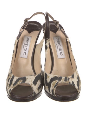 Jimmy Choo Canvas Animal Print Slingback Pumps