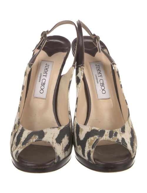 Jimmy Choo Canvas Animal Print Slingback Pumps