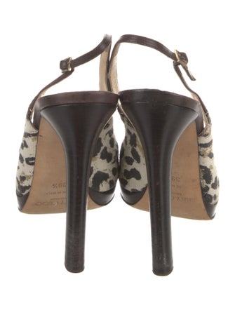 Jimmy Choo Canvas Animal Print Slingback Pumps