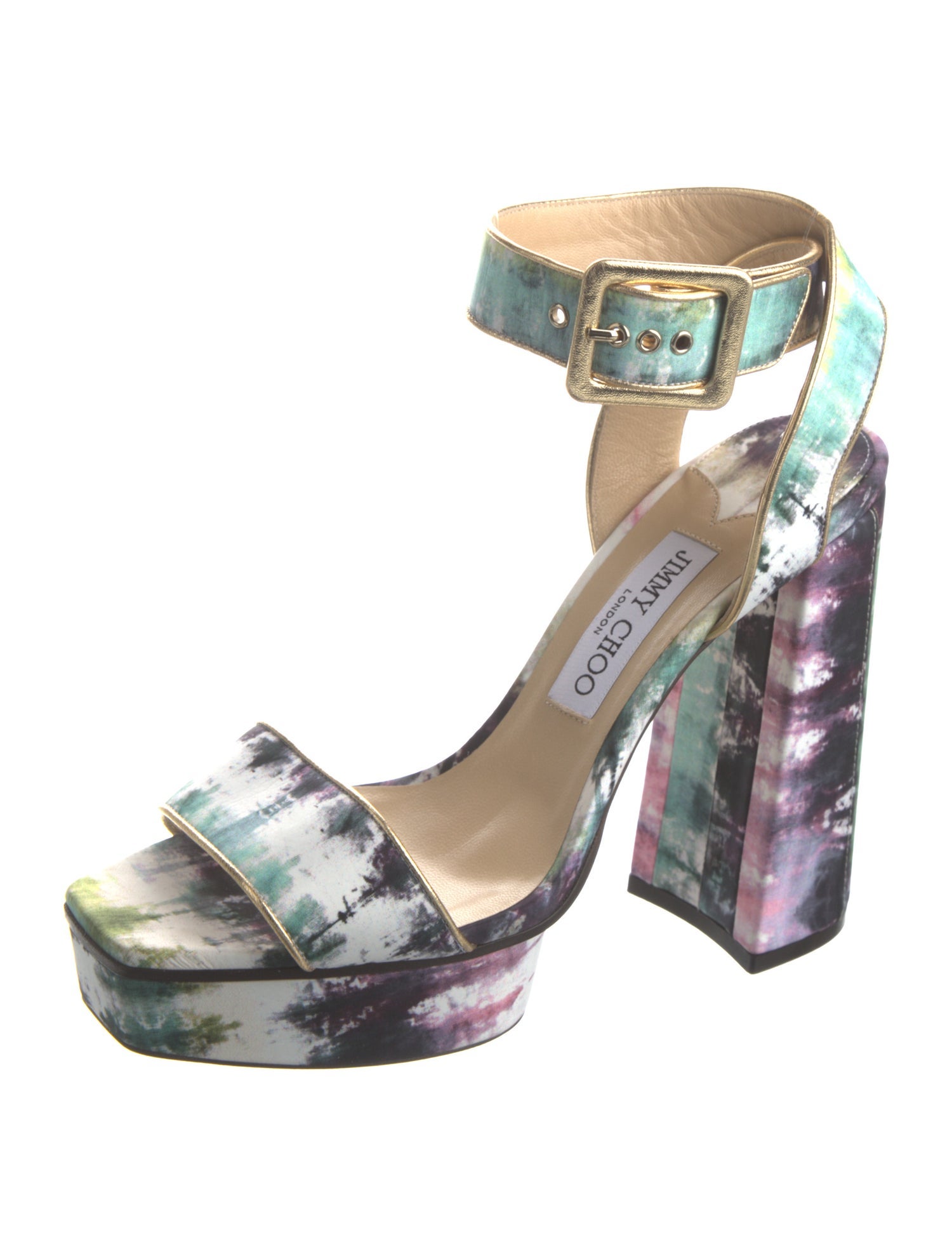 Jimmy Choo Satin Printed Sandals