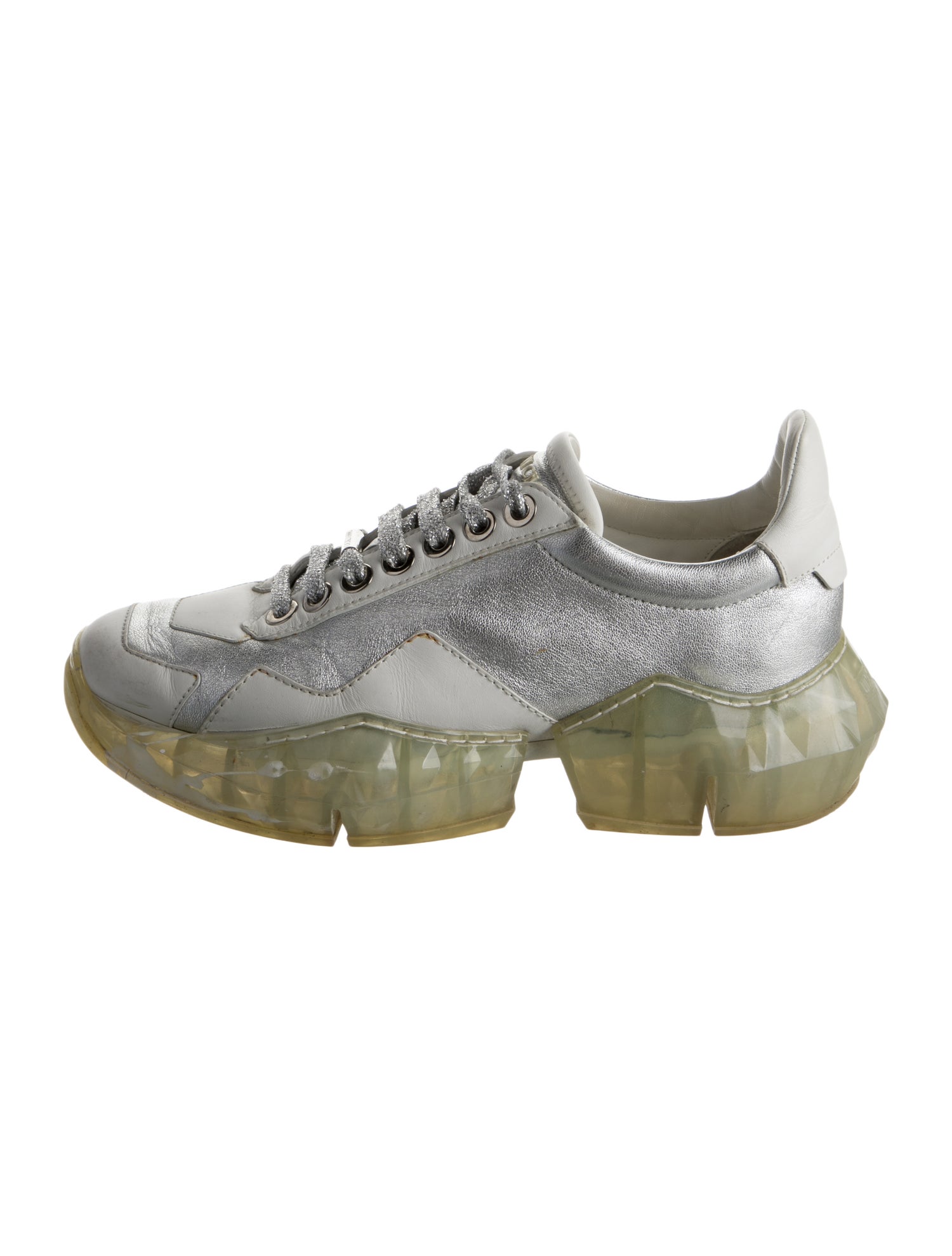 Jimmy Choo Leather Colorblock Pattern Sneakers