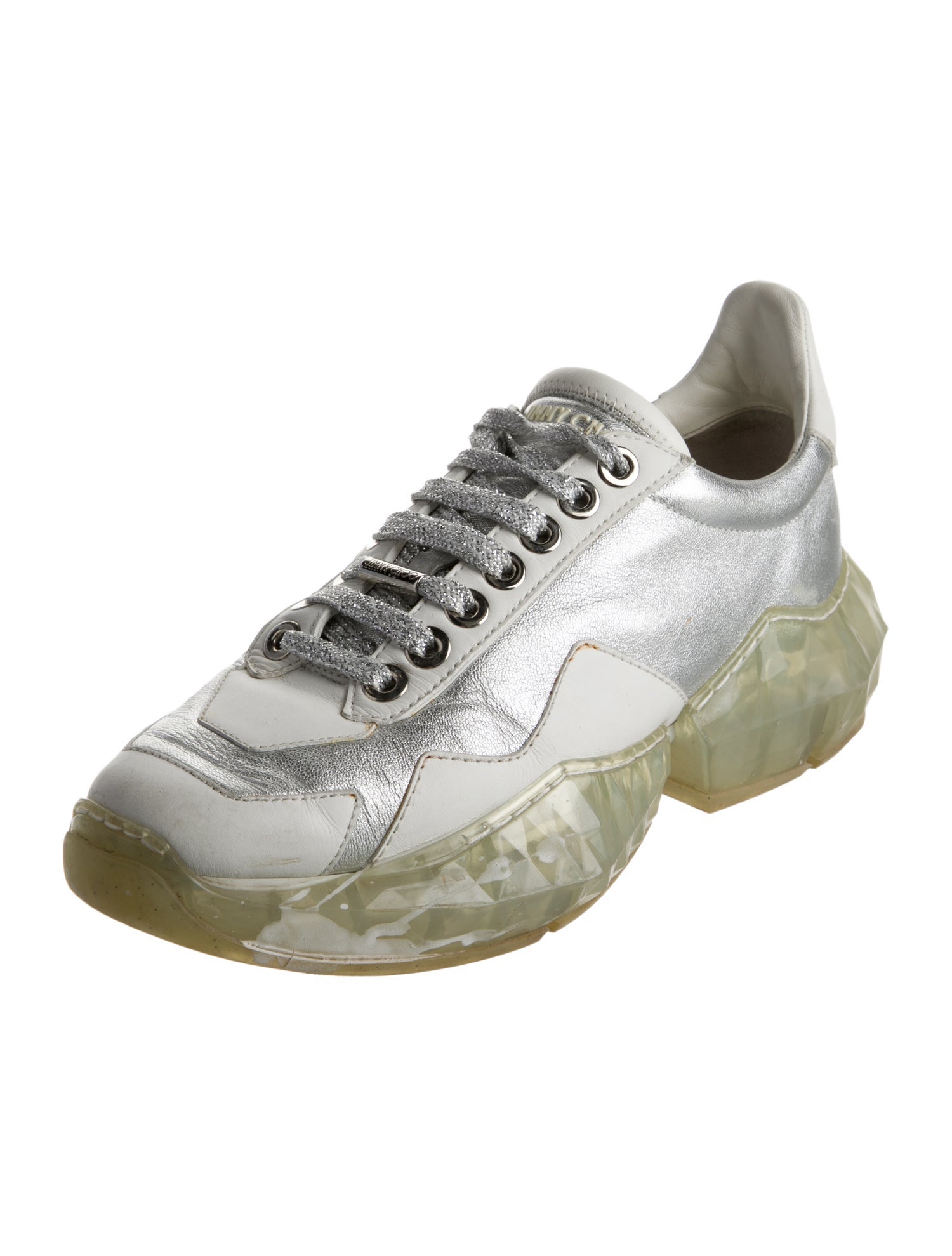 Jimmy Choo Leather Colorblock Pattern Sneakers