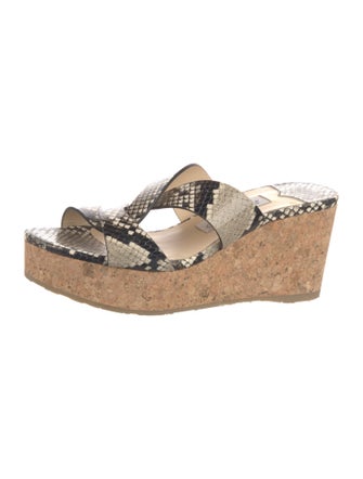 Jimmy Choo Leather Animal Print Slides