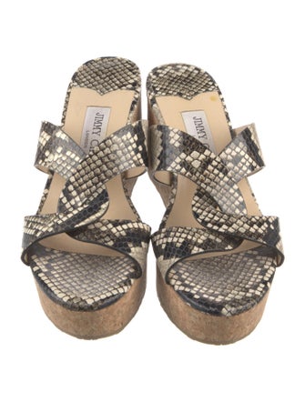 Jimmy Choo Leather Animal Print Slides