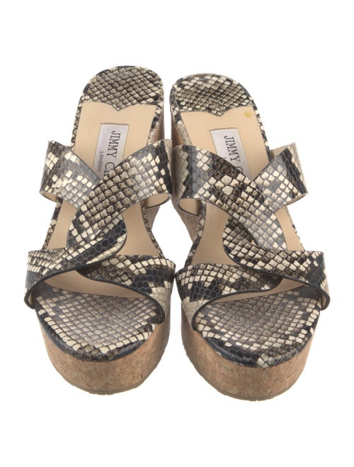 Jimmy Choo Leather Animal Print Slides