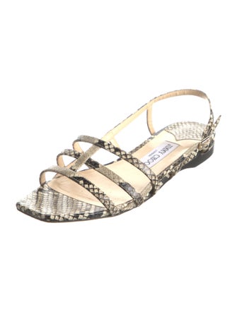 Jimmy Choo Leather Animal Print Slingback Sandals