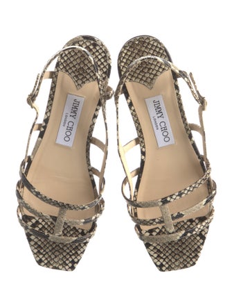 Jimmy Choo Leather Animal Print Slingback Sandals