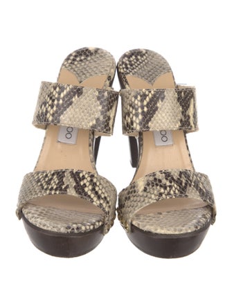 Jimmy Choo Snakeskin Animal Print Slides
