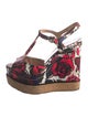 Jimmy Choo Canvas Floral Print T-Strap Pumps