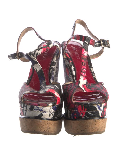 Jimmy Choo Canvas Floral Print T-Strap Pumps