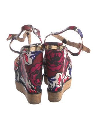 Jimmy Choo Canvas Floral Print T-Strap Pumps