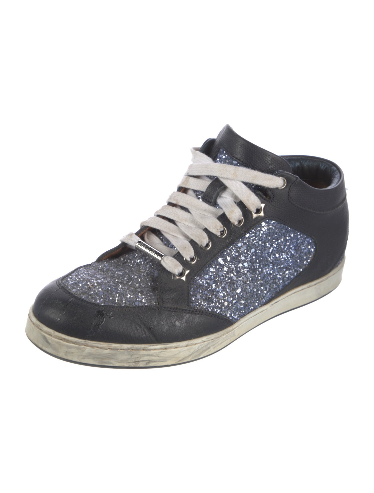 Jimmy Choo Leather Colorblock Pattern Sneakers
