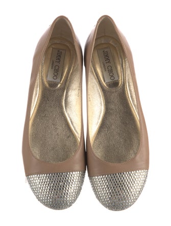 Jimmy Choo Leather Colorblock Pattern Ballet Flats