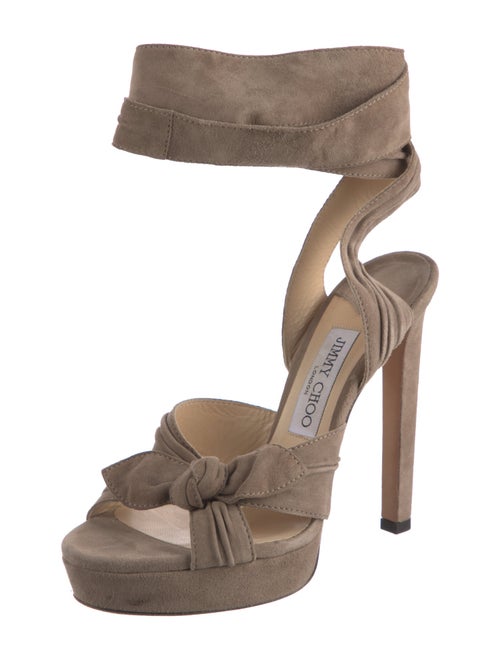 Jimmy Choo Suede Bow Accents Slingback Sandals