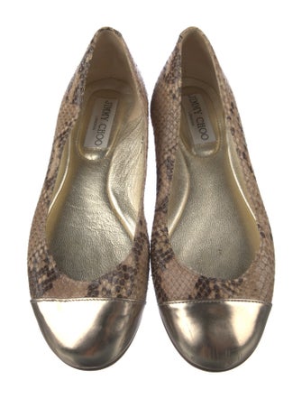 Jimmy Choo Snakeskin Animal Print Ballet Flats