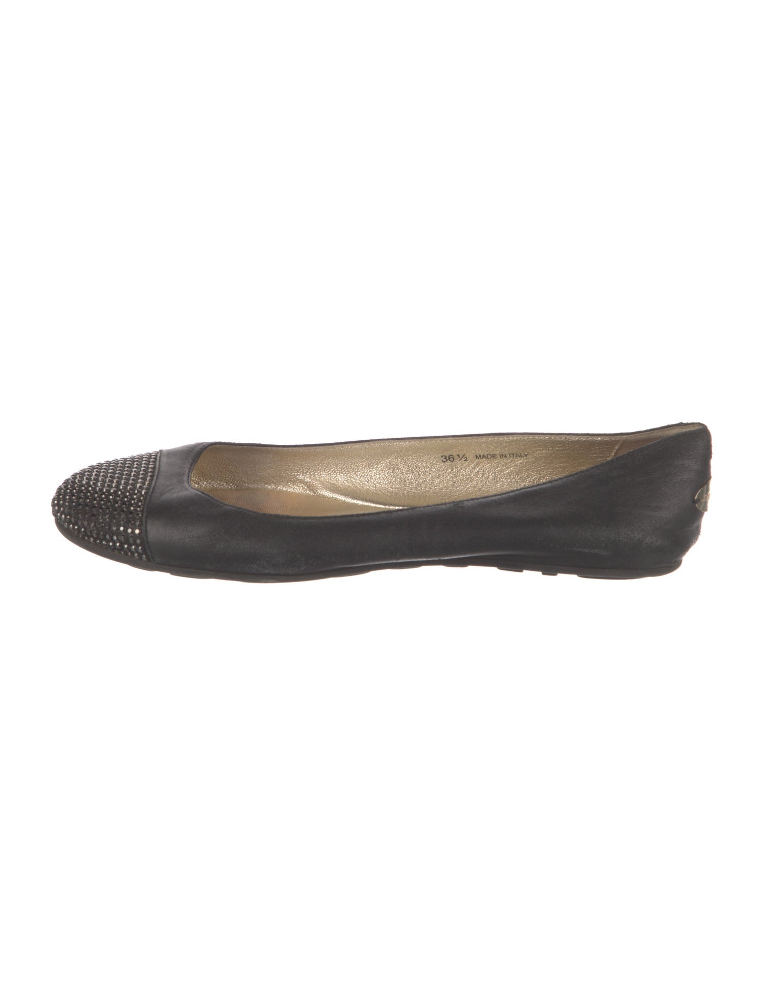 Jimmy Choo Leather Beaded Accents Ballet Flats