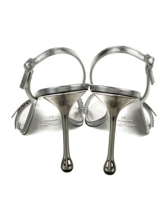 Jimmy Choo Leather Crystal Embellishments Slingback Sandals