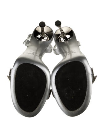 Jimmy Choo Leather Crystal Embellishments Slingback Sandals