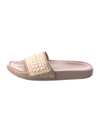 Jimmy Choo Faux Pearl Accents Rubber Slides