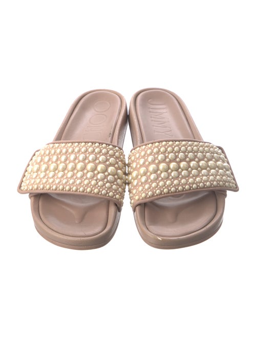 Jimmy Choo Faux Pearl Accents Rubber Slides