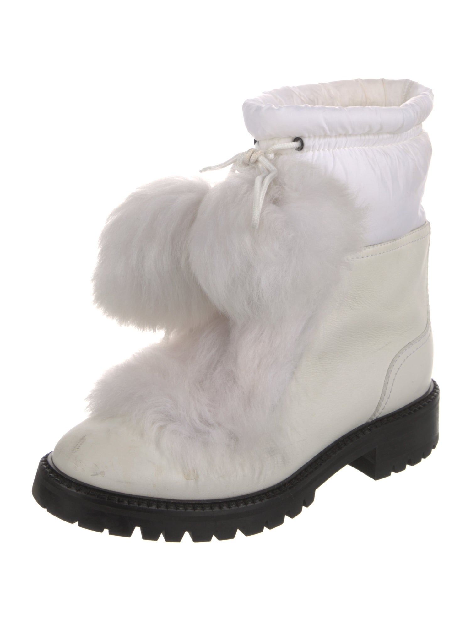 Jimmy Choo Leather Fur Trim Combat Boots