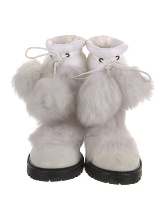 Jimmy Choo Leather Fur Trim Combat Boots