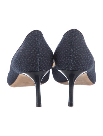 Jimmy Choo Canvas Leather Trim Embellishment Pumps
