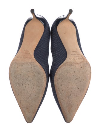 Jimmy Choo Canvas Leather Trim Embellishment Pumps