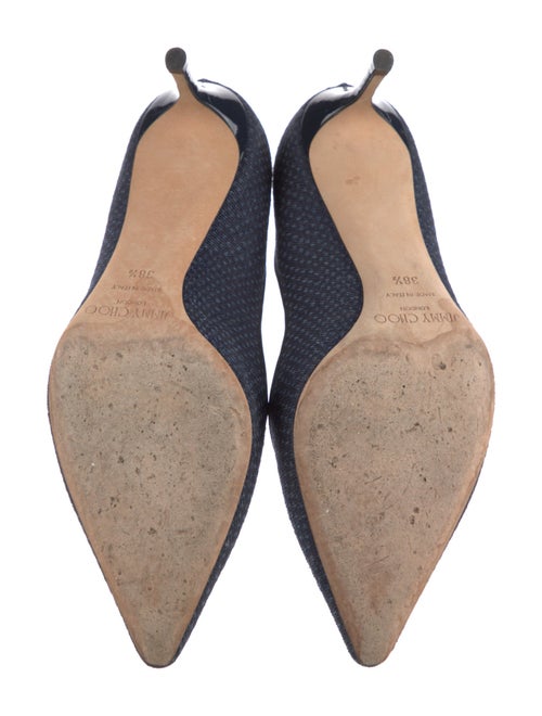 Jimmy Choo Canvas Leather Trim Embellishment Pumps