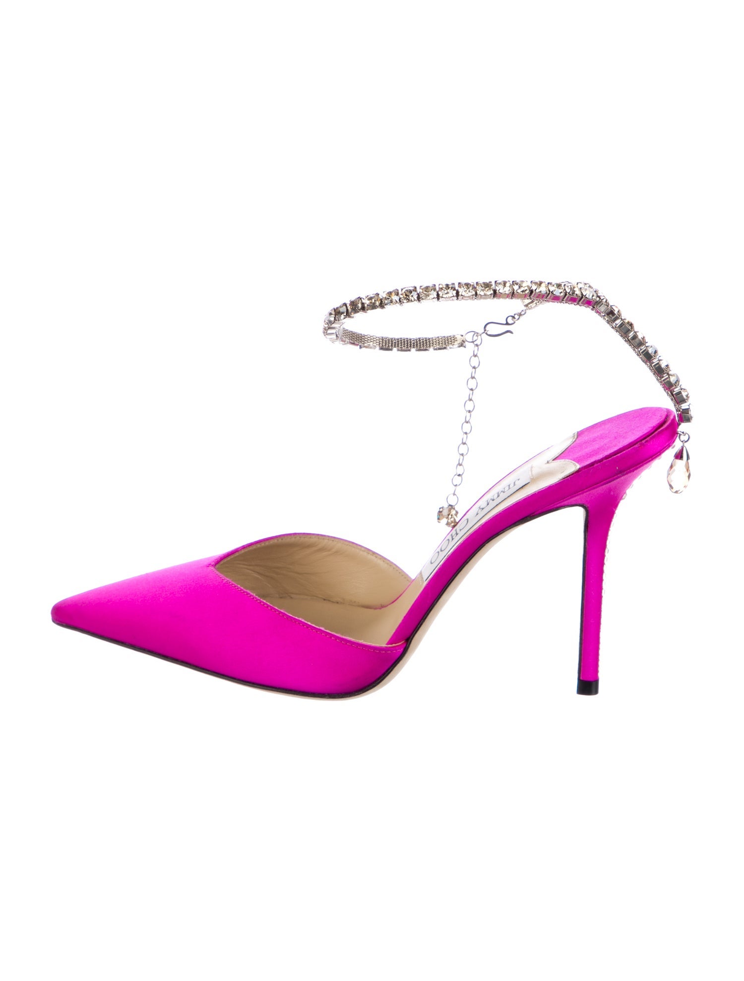 Jimmy Choo Satin Crystal Embellishments Slingback Pumps