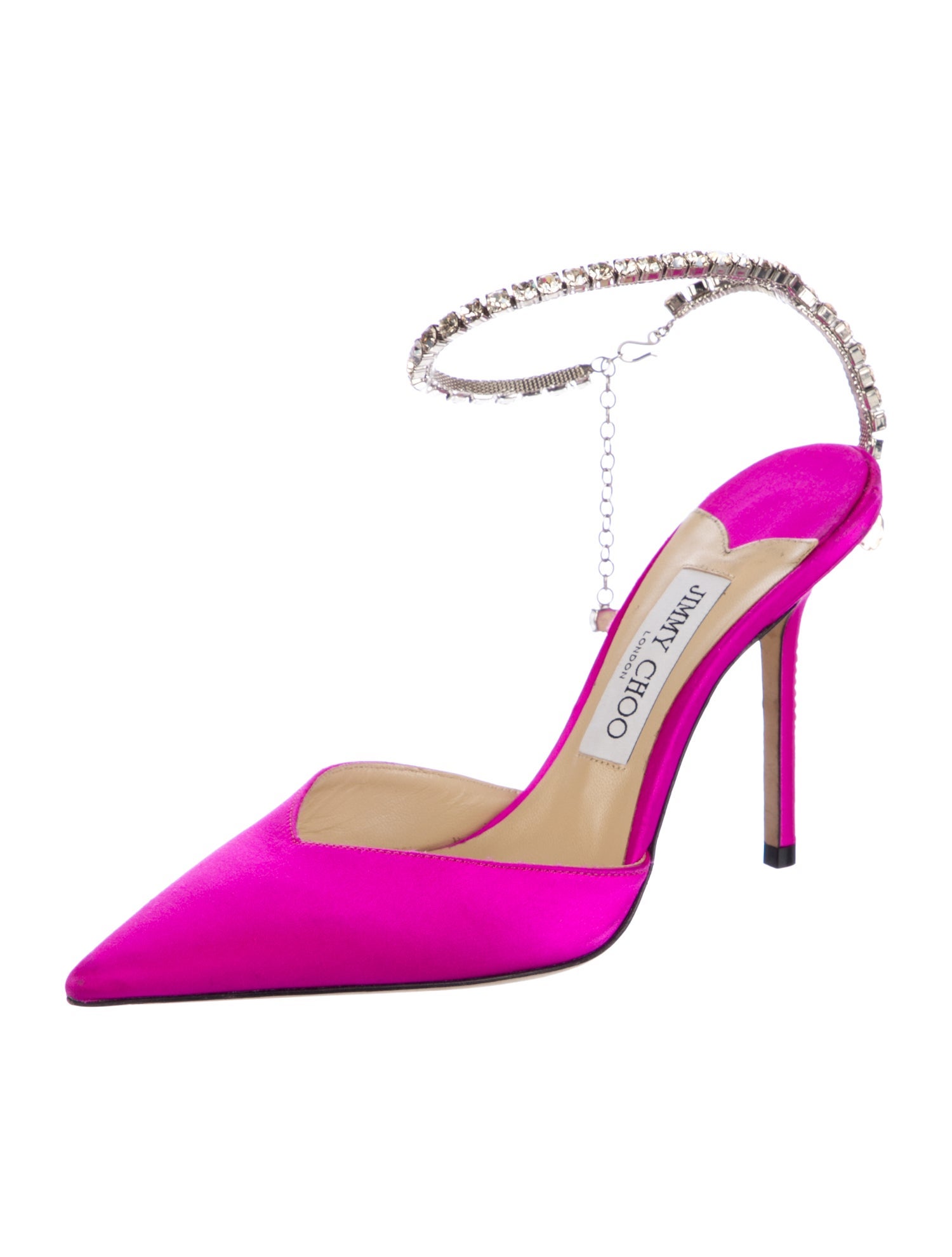 Jimmy Choo Satin Crystal Embellishments Slingback Pumps