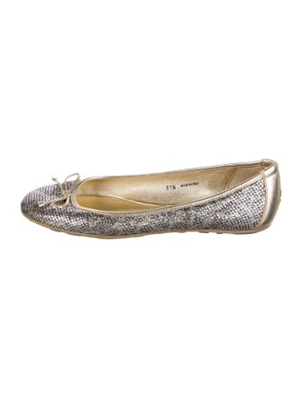Jimmy Choo Leather Glitter Accents Ballet Flats