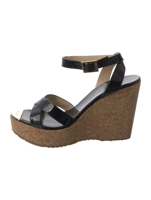 Jimmy Choo Patent Leather Cutout Accent Slingback Sandals