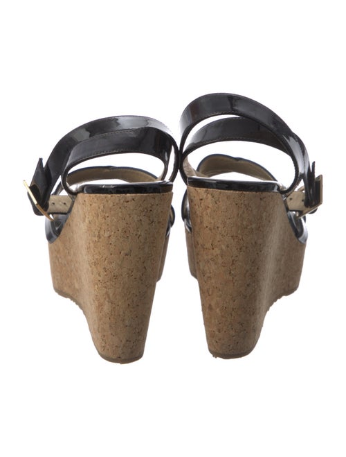 Jimmy Choo Patent Leather Cutout Accent Slingback Sandals