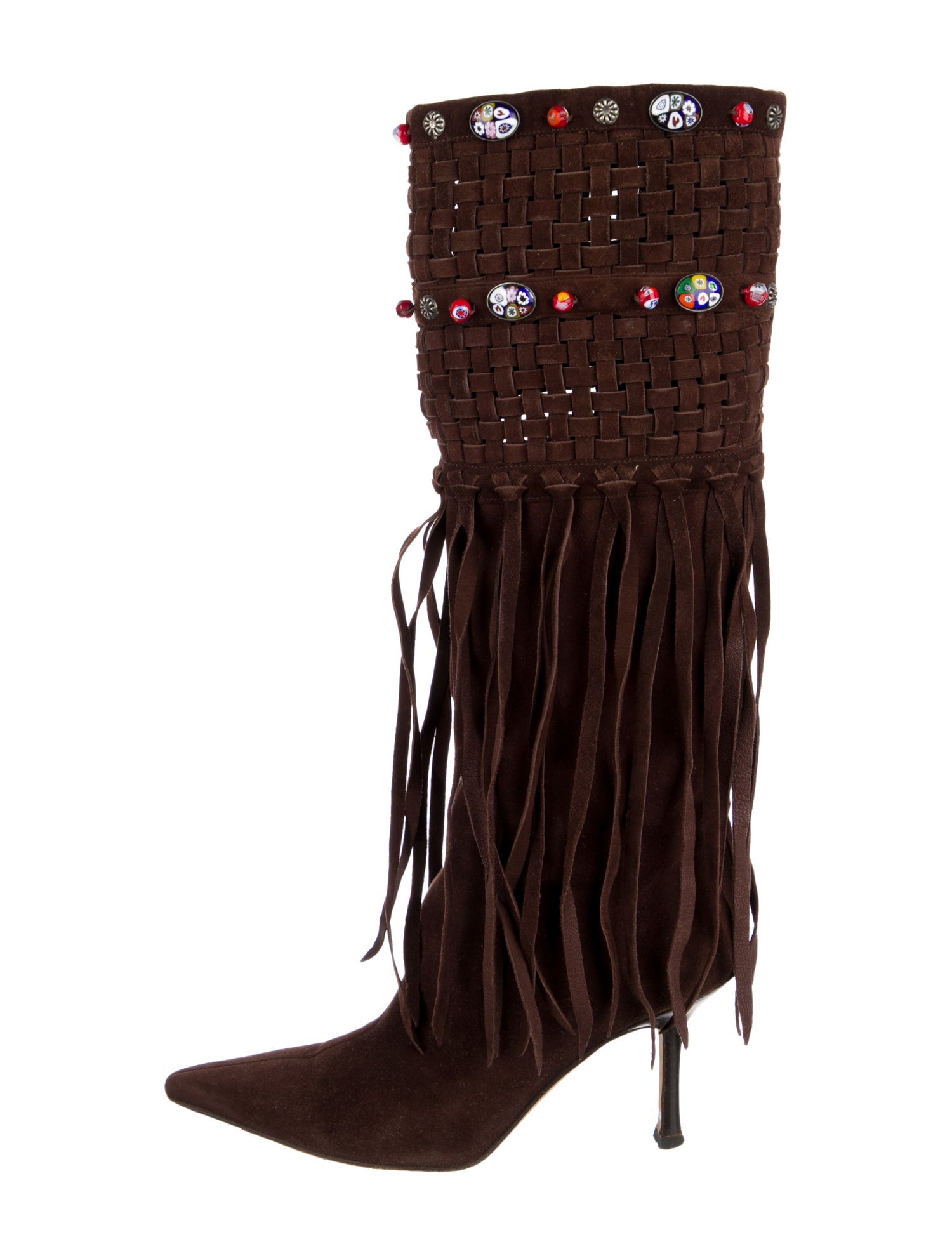 Jimmy Choo Suede Braided Accents Boots