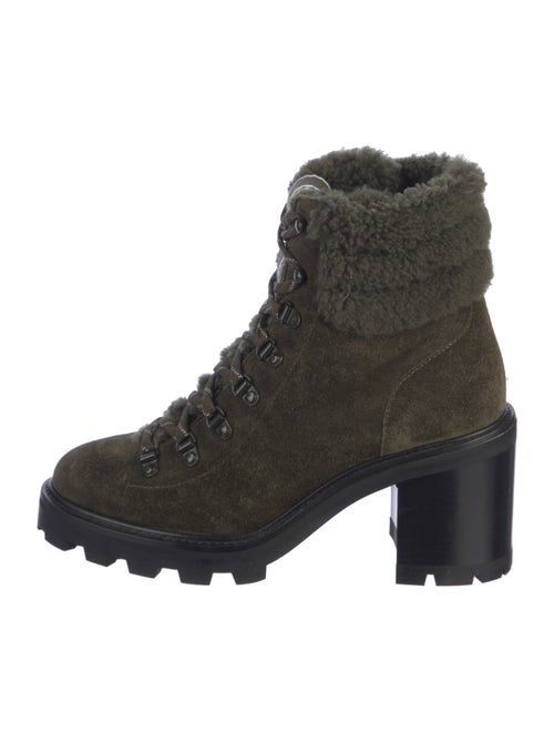 Jimmy Choo Suede Fur Trim Combat Boots
