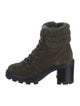 Jimmy Choo Suede Fur Trim Combat Boots