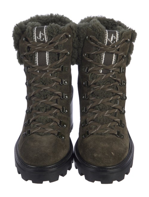Jimmy Choo Suede Fur Trim Combat Boots